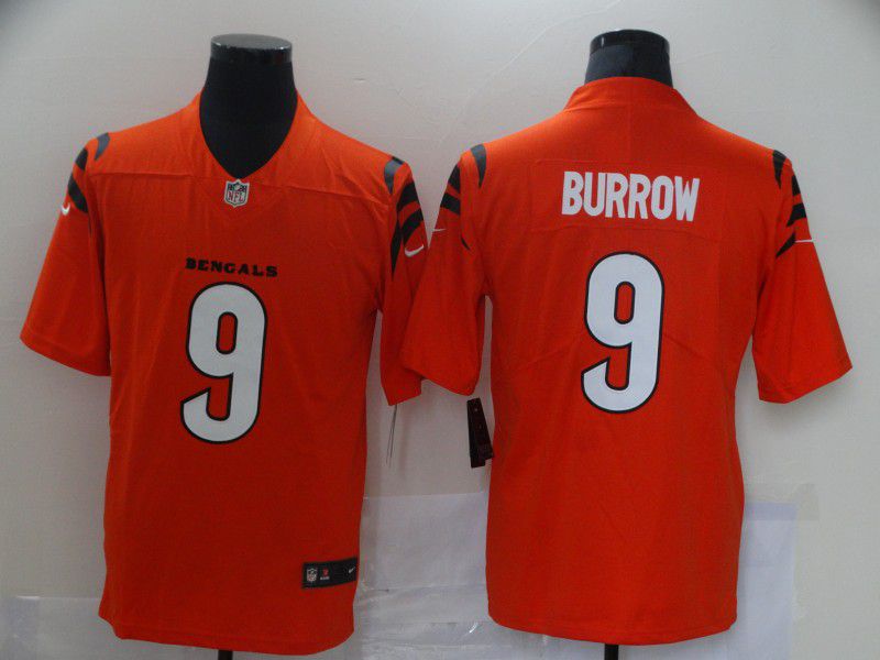 Men Cincinnati Bengals #9 Burrow Orange Nike Vapor Untouchable Limited 2021 NFL Jersey